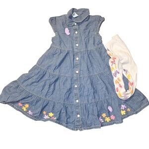 Gymboree Blue Denim Dress with Pink and Yellow Flower Accents